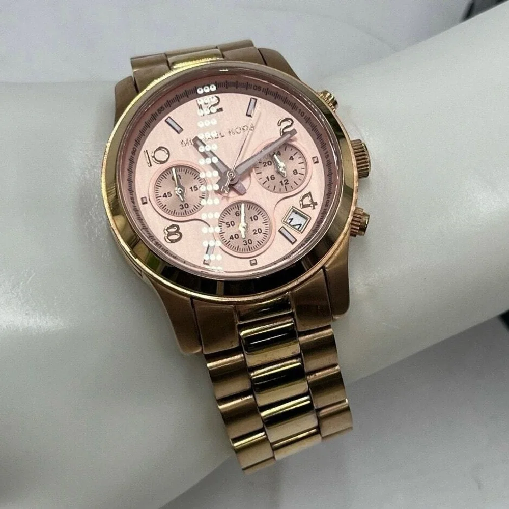 Michael Kors Runway Chronograph Rose Gold Stainless Steel Womens Watch MK5128